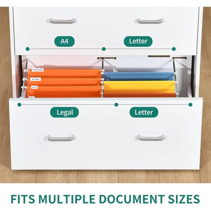 File Cabinet with Charging Station, Large Lateral Filing Cabinet for Home Office