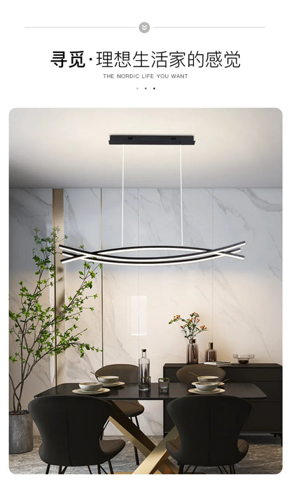 Dining table room chandelier modern simple Nordic light luxury long bar hanging lamp fashion home decor indoor pendant lighting