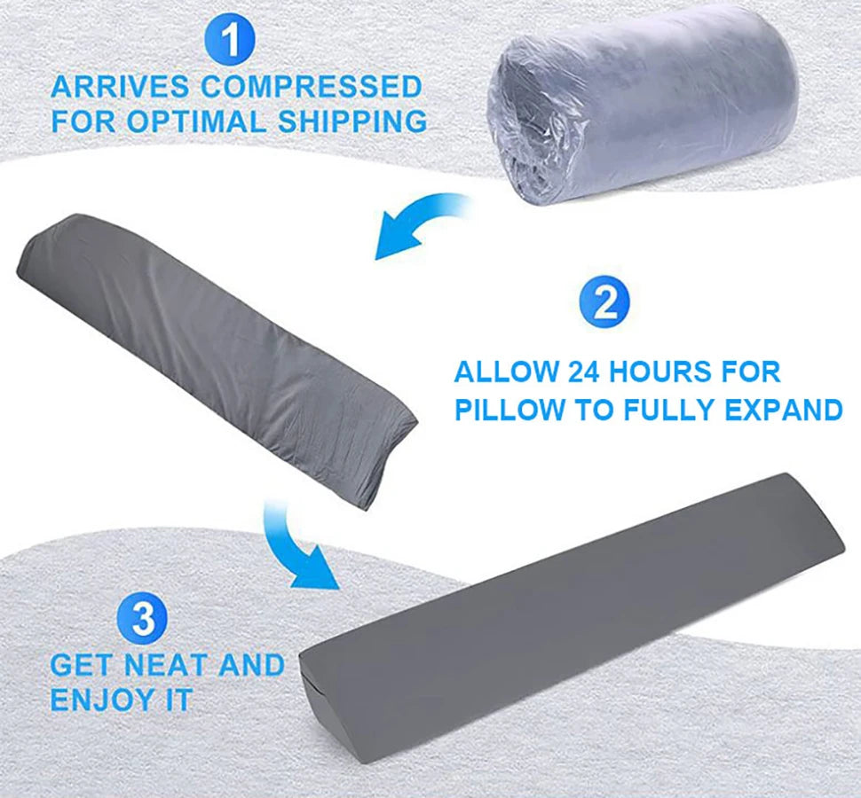 Bed Wedge Pillow, Bed Gap Filler, Mattress Wedge, Headboard Pillow Fill The Gap (0-7") Between Your Headboard and Mattress