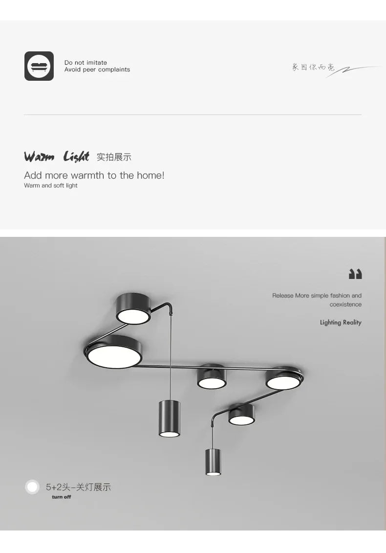 New Modern LED Chandeliers Lights Living Dining Room Study Room Bedroom Hall Kitchen Lamps Simple Special Black Indoor Lighting