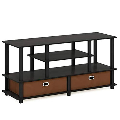 Wooden TV Stand Up to 50" TVs Black Contemporary Media Console 37.4 lbs 47.63 x 15.55 x 22.79