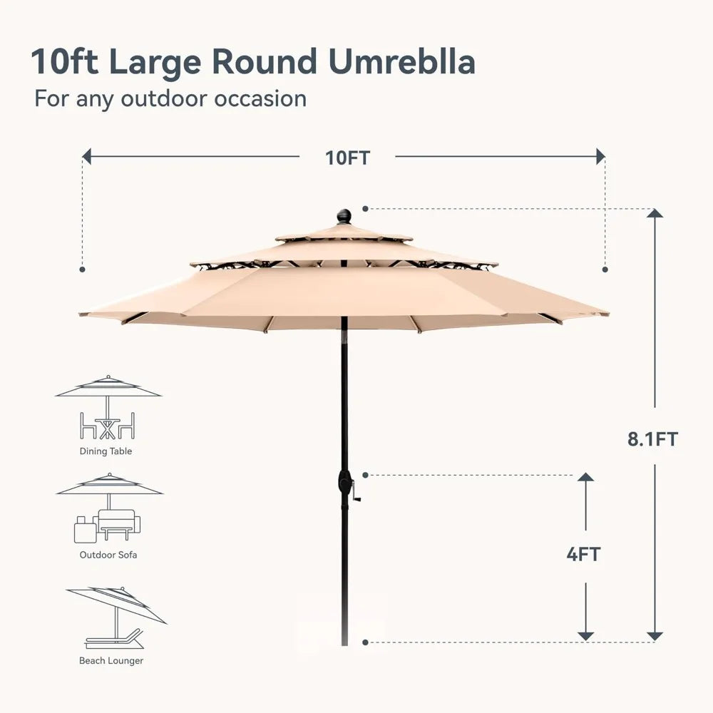 Umbrellas, Outdoor  Vented Large Market Table Umbrella with 8 Sturdy Ribs  Pole for Lawn Poolside Garden Terrace