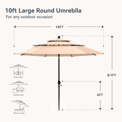 Umbrellas, Outdoor  Vented Large Market Table Umbrella with 8 Sturdy Ribs  Pole for Lawn Poolside Garden Terrace