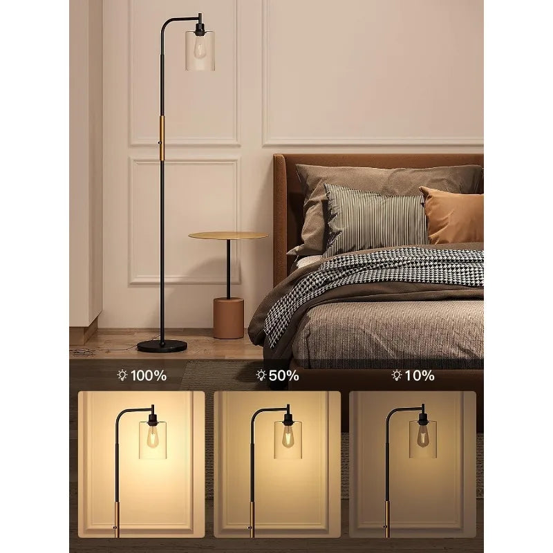 Floor Lamps for Living Room Bright Lighting with Seeded Glass lampshade, Modern Bright Floor Lamp with LED Bulbs