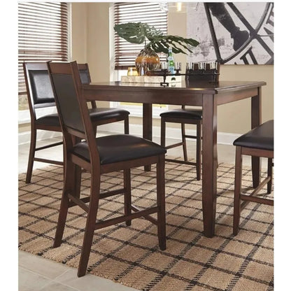 Counter Height Dining Set, Includes Table & 4 Barstools, Brown,Contemporary 5 Piece Dining Sets