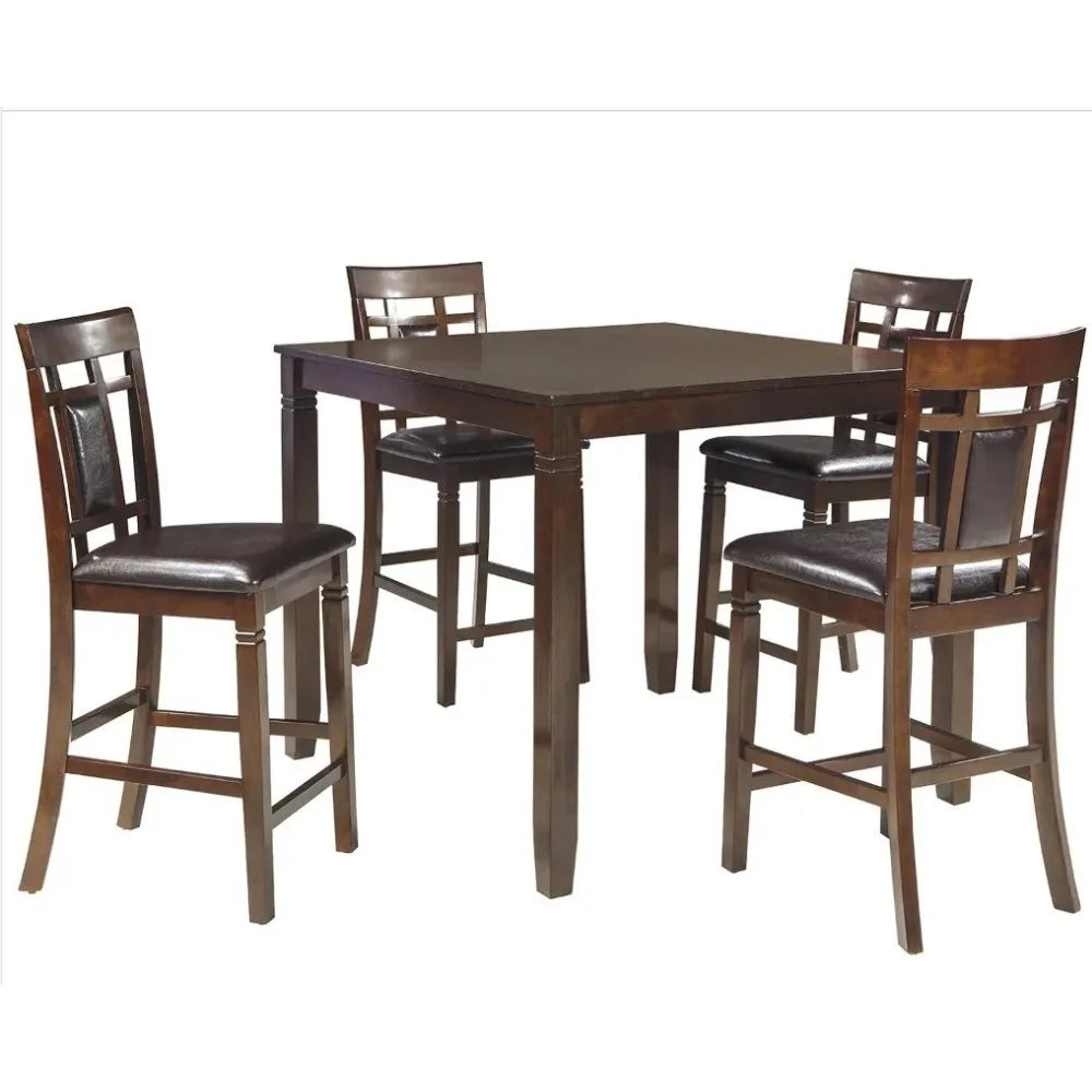 Counter Height Dining Set, Includes Table & 4 Barstools, Brown,Contemporary 5 Piece Dining Sets