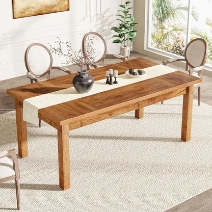 Dining Table for 6-8 People, 70.87" Wood Modern Large Rectangle Kitchen Table, Furniture with Thickened Legs, Dining Table