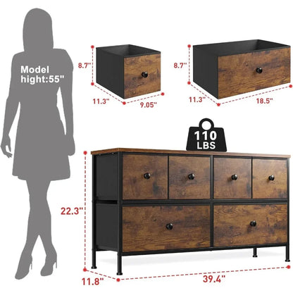 Dresser for Bedroom with 6 Drawer Dresser TV Stand Dresser & Chests of Drawers Cute Dressers for Closet,Living Room,