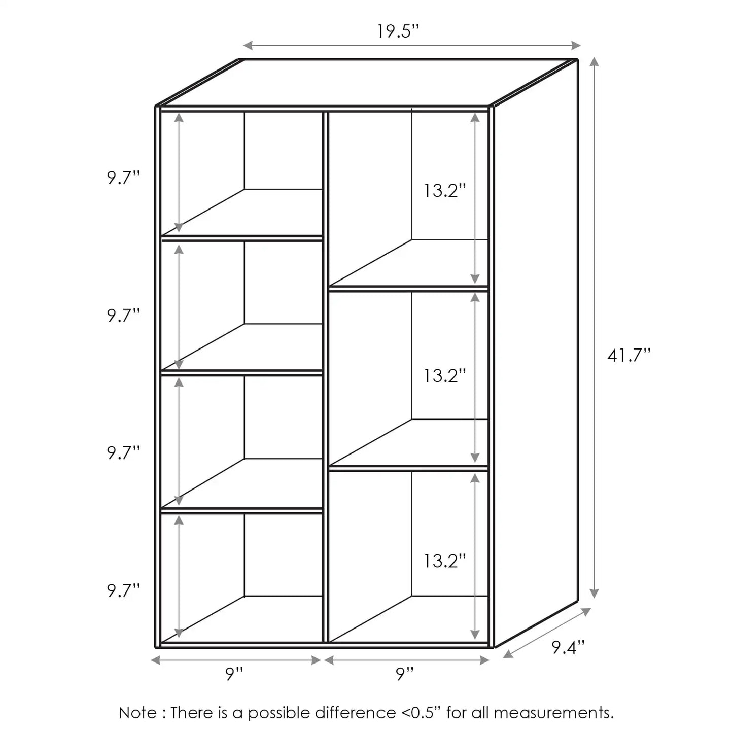 7-Cube Reversible Open Shelf Bookcase, White