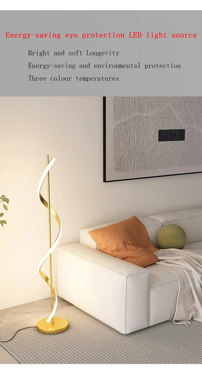 Modern LED Floor Lamp Luxury Line Design Light Bedroom Bedside Living Study Simple Revolve Milieu Indoor Home Decorative Fixture