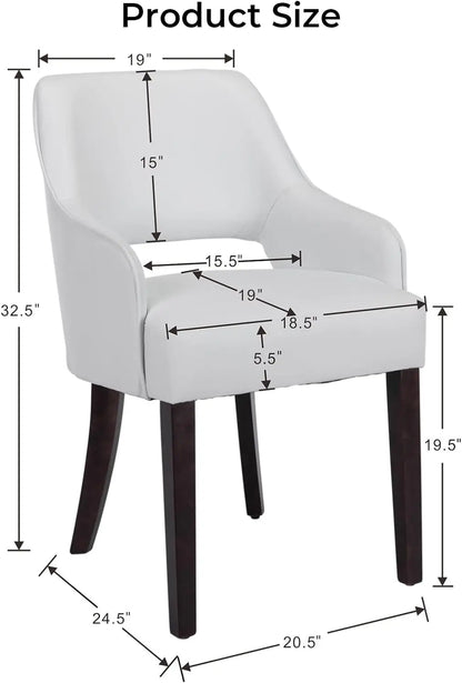 Modern Dining Chairs Set of 2 Upholstered Linen Accent Side Chair with Mid Open Back & Wood Legs, Arm Chair for Home Kitchen