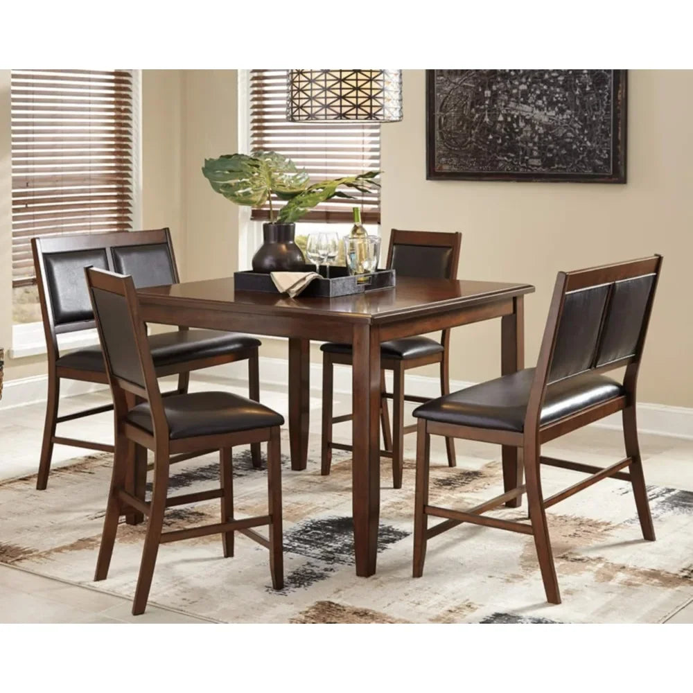 Counter Height Dining Set, Includes Table & 4 Barstools, Brown,Contemporary 5 Piece Dining Sets