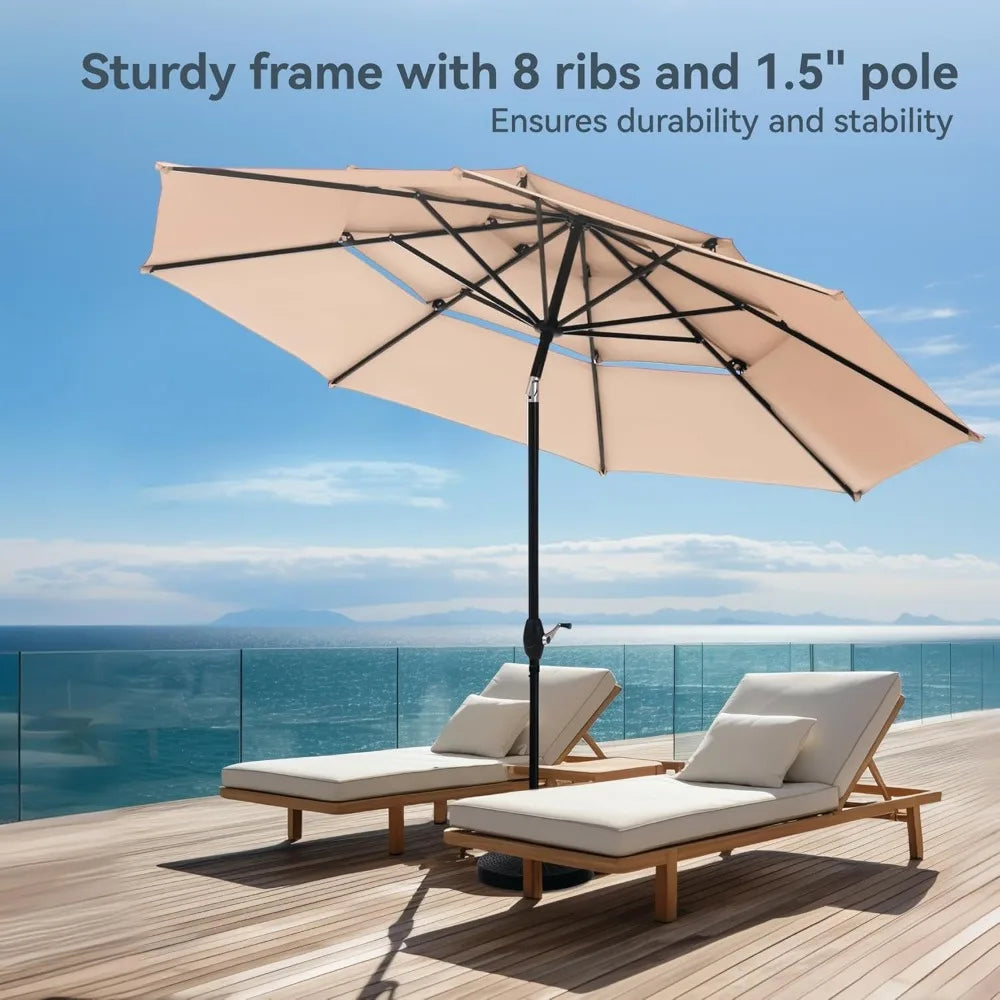 Umbrellas, Outdoor  Vented Large Market Table Umbrella with 8 Sturdy Ribs  Pole for Lawn Poolside Garden Terrace