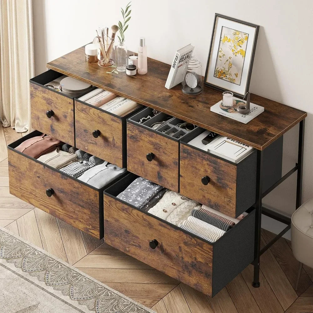 Dresser for Bedroom with 6 Drawer Dresser TV Stand Dresser & Chests of Drawers Cute Dressers for Closet,Living Room,