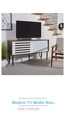 Wooden TV Stand Up to 50" TVs Black Contemporary Media Console 37.4 lbs 47.63 x 15.55 x 22.79