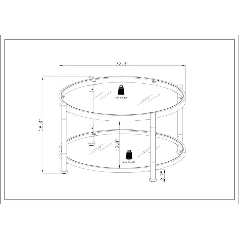 LifeSky Acrylic Glass Coffee Table - Round Coffee Tables with Metal Frame - Modern Tea Table for Living Room Chrome