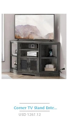 Wooden TV Stand Up to 50" TVs Black Contemporary Media Console 37.4 lbs 47.63 x 15.55 x 22.79