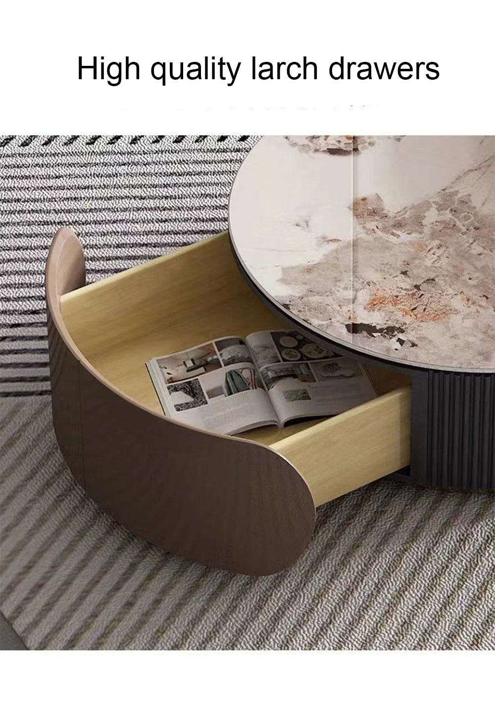 New Light Luxury Round Coffee Table Combination Retractable End Table Combination Simple Modern Household Small Apartment Type