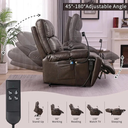 Dual Motor Lay Flat Power Lift Recliner Chair with Hidden Cup Holder and Adjustable Phone Holder for Elderly