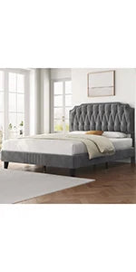 Queen Size Bed Frame with USB Charging Station/Port Storage Drawers,Leather Upholstered Platform Bed with Headboard