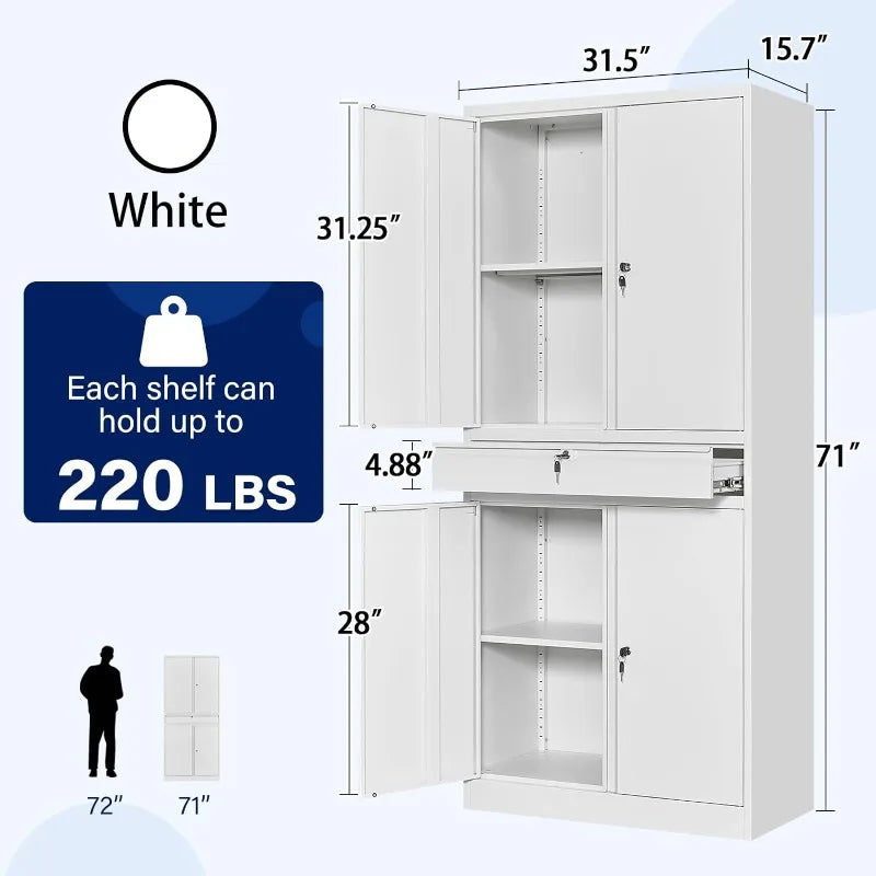 Metal Storage Cabinet with Lock-Garage Storage Cabinet with Locking Doors and  Adjustable Shelves,Black Steel Lockable File