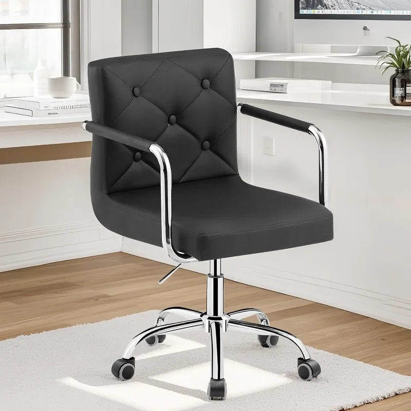 Rolling Work Chair for Home Office Desk Adjustable Height with Wheels for Study/Task 360°Swivel Mid Back Office Chair