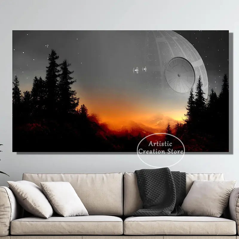 Star Universe Mountains Landscape Space War Poster Prints Canvas Painting for Living Room Office Wall Art Pictures Home Decor