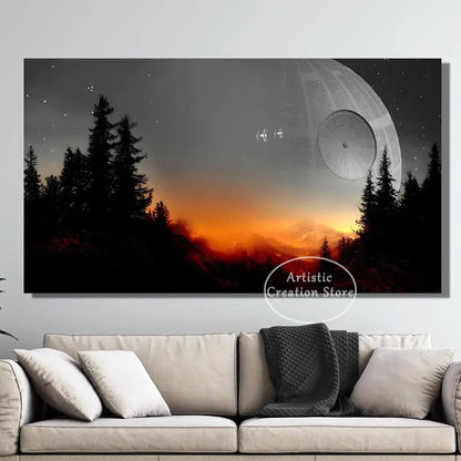 Star Universe Mountains Landscape Space War Poster Prints Canvas Painting for Living Room Office Wall Art Pictures Home Decor