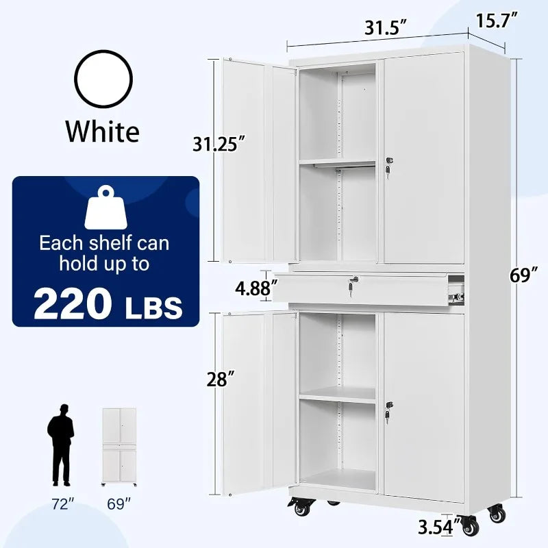 Metal Storage Cabinet with Lock-Garage Storage Cabinet with Locking Doors and  Adjustable Shelves,Black Steel Lockable File