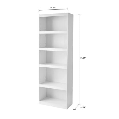 2024 New Framed 5-Shelf Bookcase, White