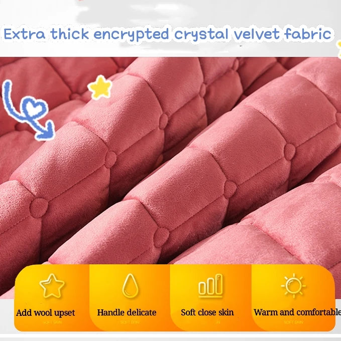 Best Plush Thicken Quilted Mattress Cover Warm Soft Crystal Cotton Bedsheet Bed Order Sheet Quilted Fitted (Need Pillowcases)