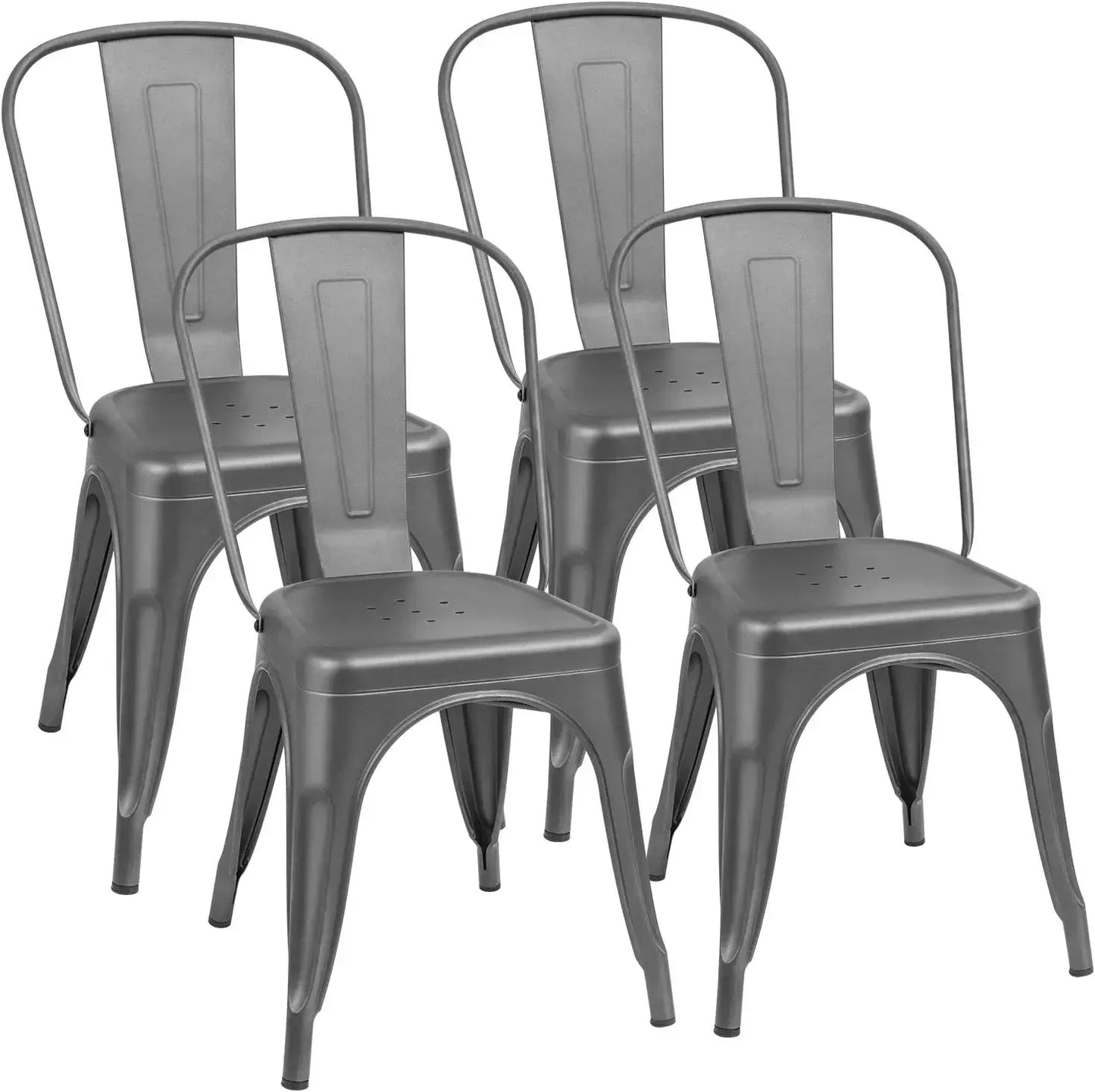 Indoor-Outdoor Use Stackable Chic Dining Bistro Cafe Side Metal Chairs Set of 4 Dining ChairLMYX