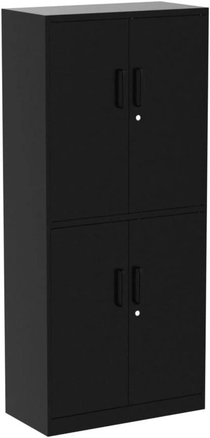 Metal Storage Cabinet with Lock-Garage Storage Cabinet with Locking Doors and  Adjustable Shelves,Black Steel Lockable File