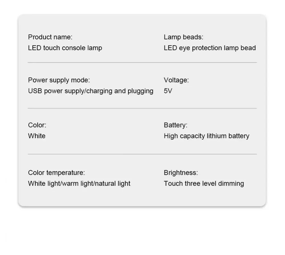 Folding Table Lamp Eye Protection Touch Dimmable LED Lamp Student Dormitory Bedroom Reading USB Rechargeable Table Lamp 3Modes