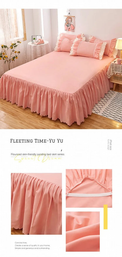 Europe Bed Linen Smooth Twin Full Queen King Size Bed Sheet Home Decor 1PC Bed Skirts Princess Style Bedspread Cover with Skirt