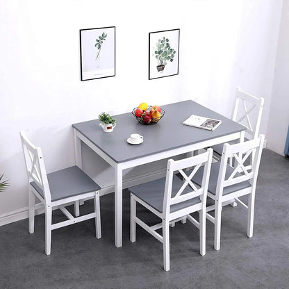 Dining Table Set for 4, 5-Piece Wood Kitchen Dining Table Set with 4 Chairs for Kitchen Dining Room Restaurant Small Space