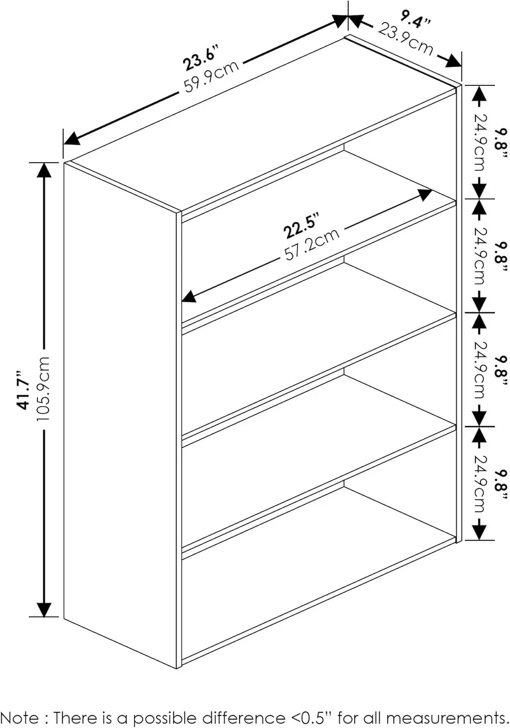 Furinno Pasir 4-Tier Bookcase / Bookshelf / Storage Shelves, Espresso