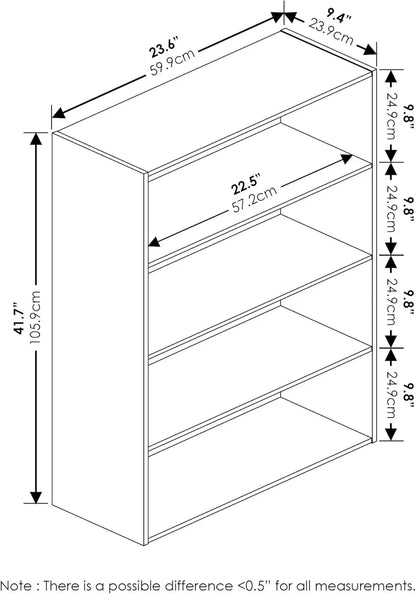 Furinno Pasir 4-Tier Bookcase / Bookshelf / Storage Shelves, Espresso