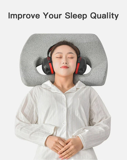 Noise-proof Headset Hole Pillow Memory Foam Pillow Release Ears Pain Pillow with Hole for Side Sleeper