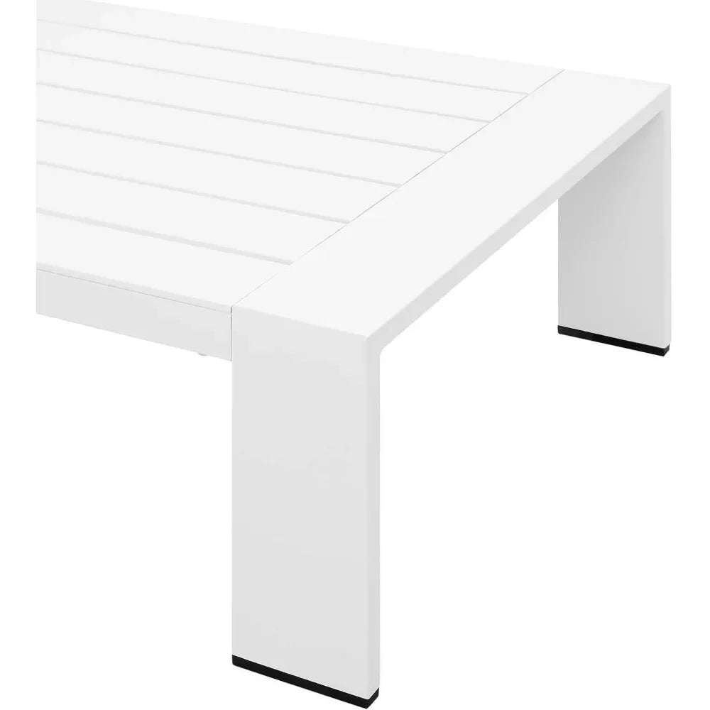 Outdoor Powder-Coated Aluminum Weather-Resistant Coffee Table, 26.5"D x 51"W x 12"H Outdoor Tables White