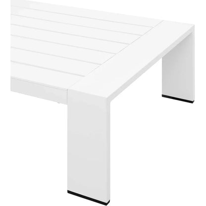 Outdoor Powder-Coated Aluminum Weather-Resistant Coffee Table, 26.5"D x 51"W x 12"H Outdoor Tables White