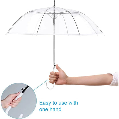 30 Pack Clear Wedding Umbrellas Bulk Auto Open Clear Stick Umbrellas,Transparent Windproof Wedding Style Stick Umbrellas