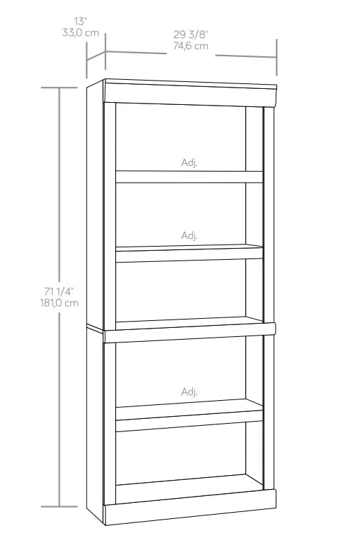 5 shelves of bookcases, study bookshelves with rustic grey finish