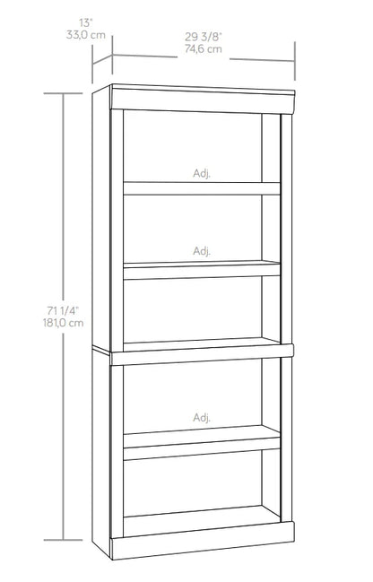 5 shelves of bookcases, study bookshelves with rustic grey finish