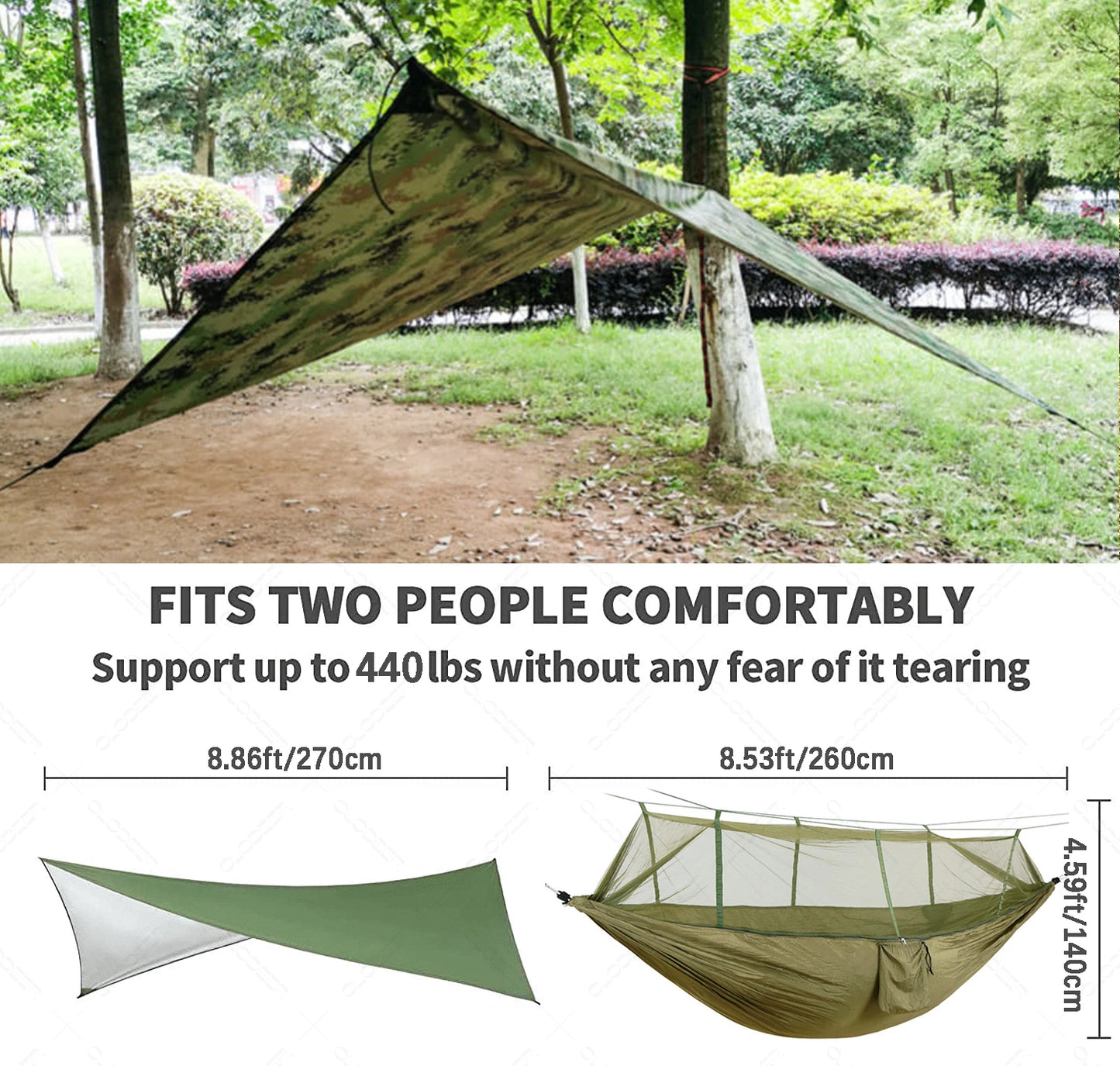 Anti Outdoor Camping Hammock With Mosquito Net And Rain Tent Equipment Supplies Shelters Camp Bed Survival Portable Hammock