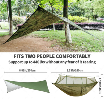 Anti Outdoor Camping Hammock With Mosquito Net And Rain Tent Equipment Supplies Shelters Camp Bed Survival Portable Hammock