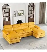 Sectional Sofa Couch,4 Seat Set for Living Room,Convertible L-Shaped Velvet Couch Set with Chaise Lounge,114 inche