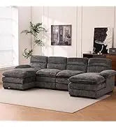 Sectional Sofa Couch,4 Seat Set for Living Room,Convertible L-Shaped Velvet Couch Set with Chaise Lounge,114 inche