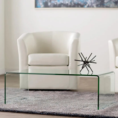 Rectangle Glass Coffee Table 2-Tier Tea Table Modern Side Coffee Table for Living Room