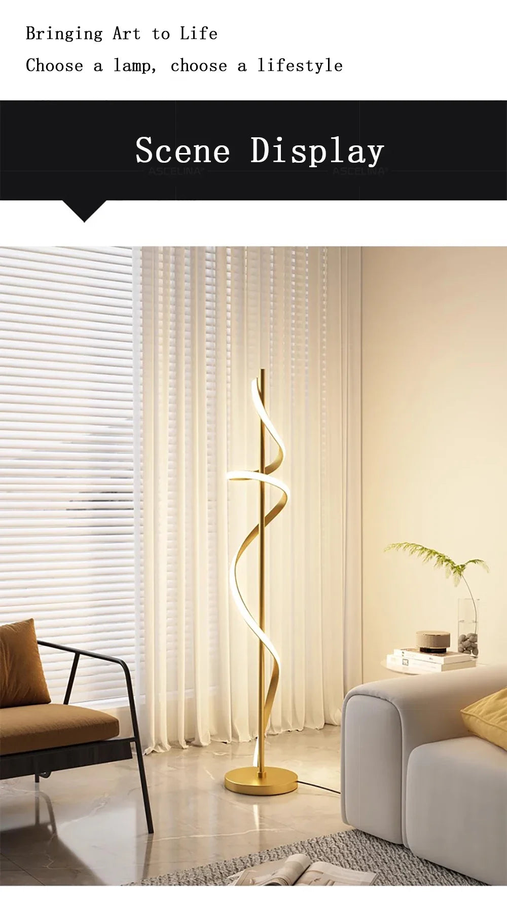 Modern LED Floor Lamp Luxury Line Design Light Bedroom Bedside Living Study Simple Revolve Milieu Indoor Home Decorative Fixture